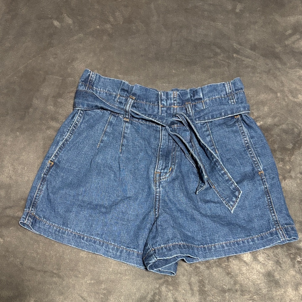 Madewell Blue Denim Paperbag Waist Jean Shorts
